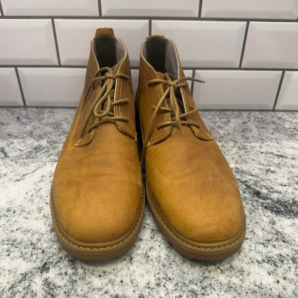 Reef Mens 12 Voyage Boot LE Chukka Tan Leather Lace Up CI8714 Rugged Casual